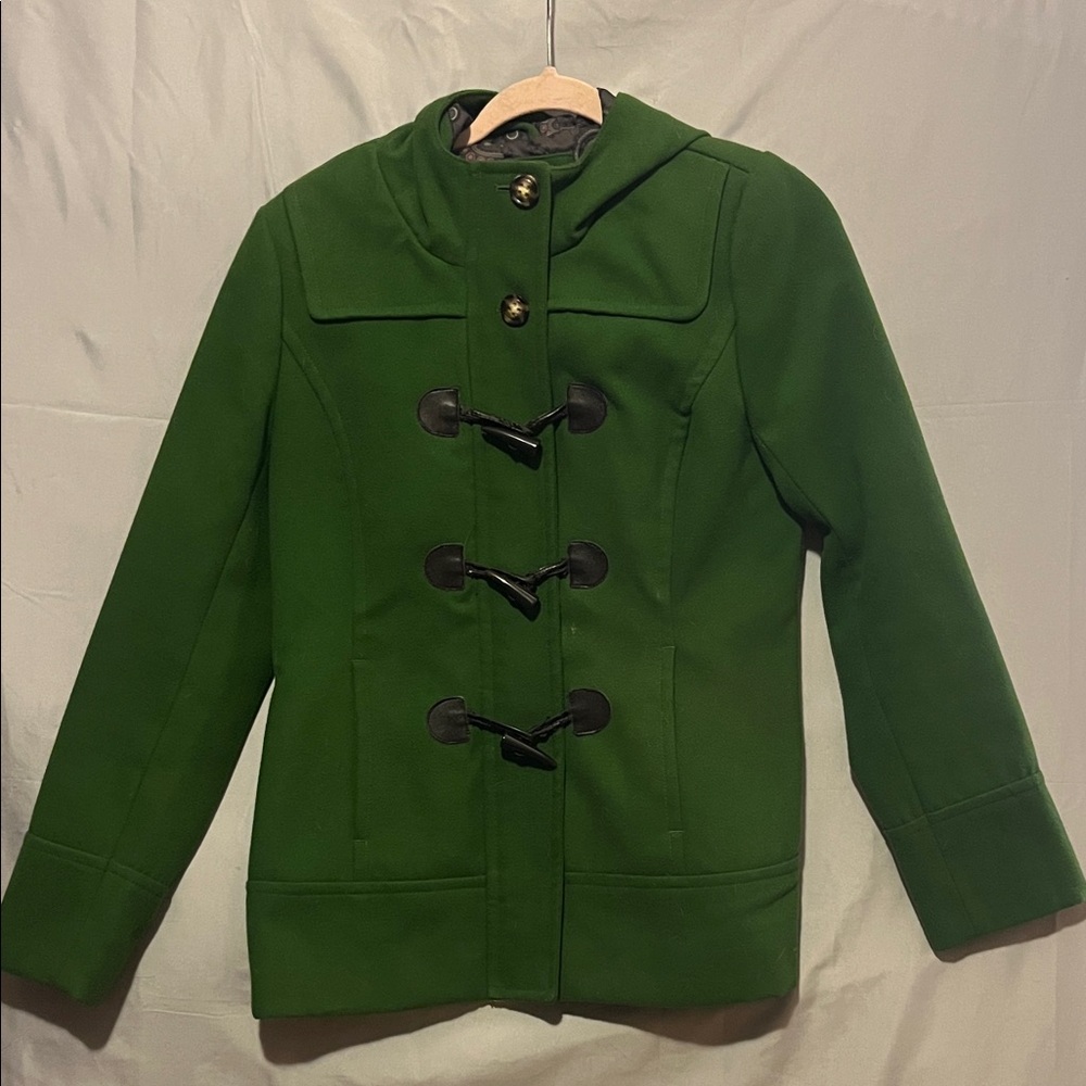 Route 66 Women's Green Pea Coat with Toggle Closures